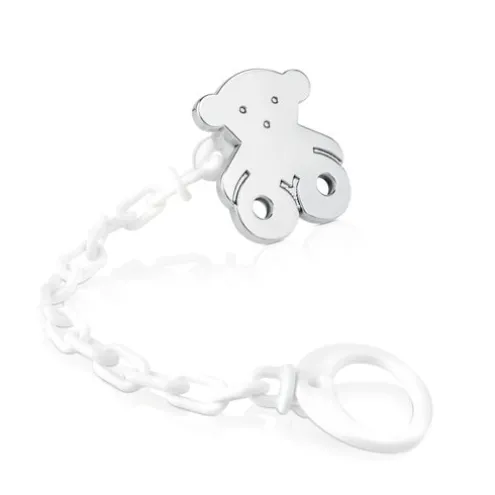 Corrente para chupeta urso grande Sweet Dolls em Prata
