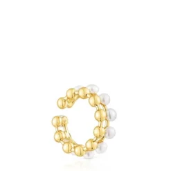 Earcuff duplo Gloss em prata vermeil e pérolas cultivadas