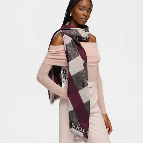 Foulard Kaos Mini Stripes em jacquard rosa