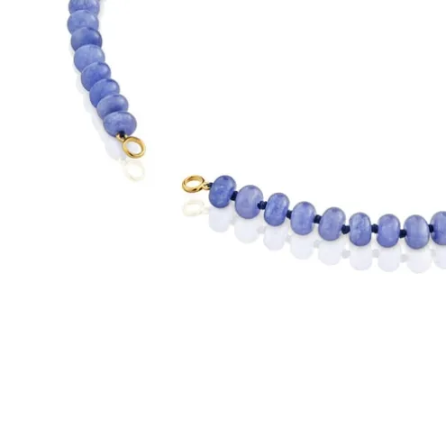 Gargantilha banhada a ouro 18 K sobre prata e quartzito azul Hold Oval