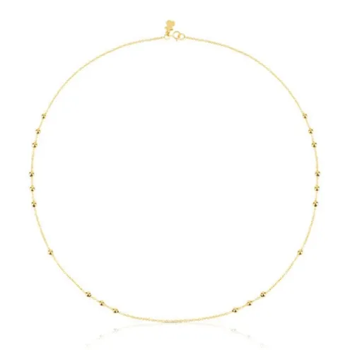 Gargantilha em ouro com 8 grupos de bolas intercaladas, 45 cm, TOUS Chain