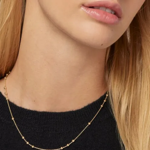 Gargantilha em ouro com 8 grupos de bolas intercaladas, 45 cm, TOUS Chain