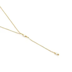 Gargantilha tira banhada a ouro de 18 K sobre prata e pérolas cultivadas Gloss