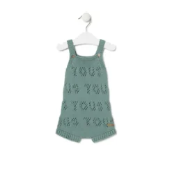 Macacão curto de malha de bebé Tricot logótipo TOUS verde