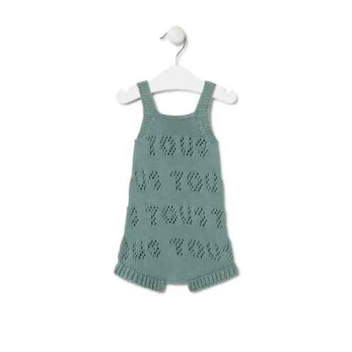 Macacão curto de malha de bebé Tricot logótipo TOUS verde