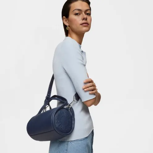 Mala Duffle pequena em pele azul-marinho TOUS Miranda