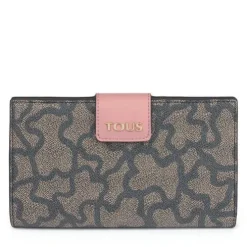 Média Carteira Flat Kaos Icon Multi Preto - Rosa