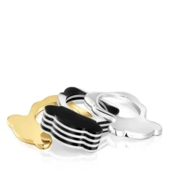 Pack anéis grandes urso bicolor e acetato preto My Other Half