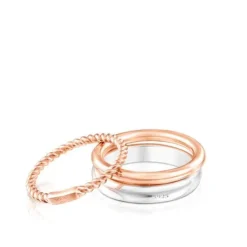 Pack de Anéis Ring Mix em Prata, Prata Vermeil rosa, Safira e Rubi