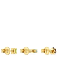 Pack de brincos pequenos com banho de ouro de 18 K sobre prata e pedras preciosas Sugar Party
