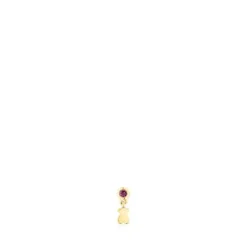 Piercing de orelha em ouro com rodolita e motivo de urso Cool Joy