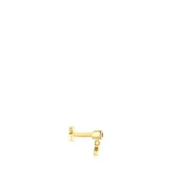 Piercing de orelha em ouro com rodolita e motivo de urso Cool Joy
