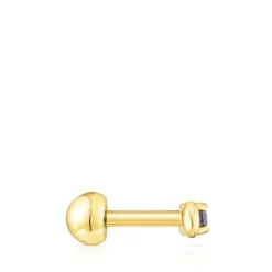 Piercing New Motif em aço IP dourado lua e iolita