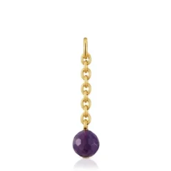 Pingente banhado a ouro 18 K sobre prata e ametista Hold Oval