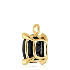 Pingente grande banhado a ouro de 18 K sobre prata e ónix Color Black