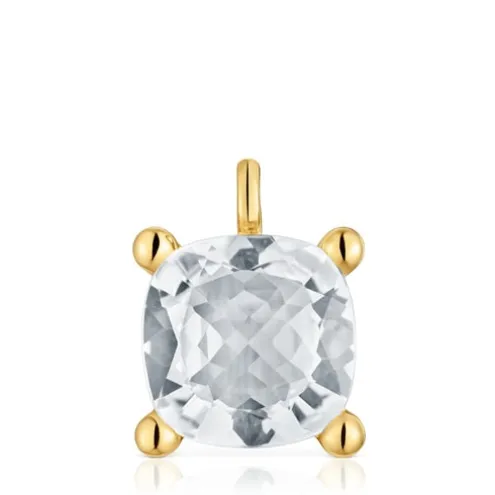 Pingente grande banhado a ouro de 18 K sobre prata e quartzo de cristal de rocha Color White