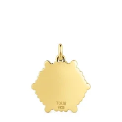 Pingente médio de urso banhado a ouro de 18 K sobre prata e pedras preciosas Sugar Party