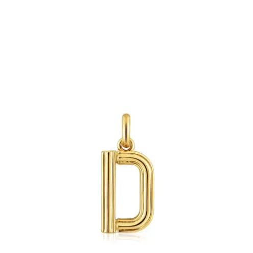 Pingente médio letra D banhado a ouro de 18 K sobre prata TOUS Alphabet