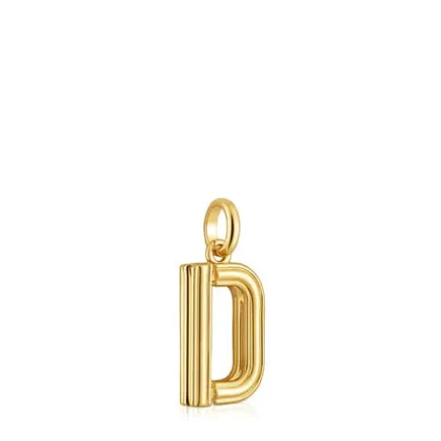 Pingente médio letra D banhado a ouro de 18 K sobre prata TOUS Alphabet
