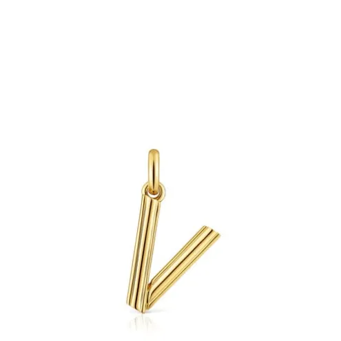 Pingente médio letra V banhado a ouro de 18 K sobre prata TOUS Alphabet