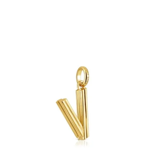 Pingente médio letra V banhado a ouro de 18 K sobre prata TOUS Alphabet
