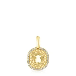Pingente Oursin em ouro com diamantes de 0,09 ct