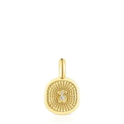 Pingente Oursin em ouro com diamantes de 0,01 ct