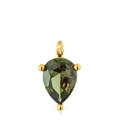 Pingente pequeno banhado a ouro de 18 K sobre prata e espinélio verde criado em laboratório TOUS Color LGG