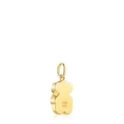 Pingente pequeno banhado a ouro de 18 K sobre prata e motivo urso em ónix TOUS Icon Color