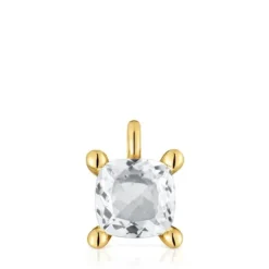 Pingente pequeno banhado a ouro de 18 K sobre prata e quartzo de cristal de rocha Color White