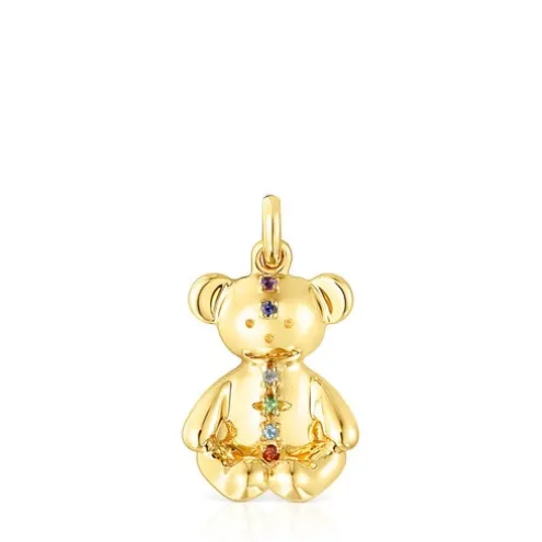 Pingente Teddy Bear em prata vermeil e pedras preciosas