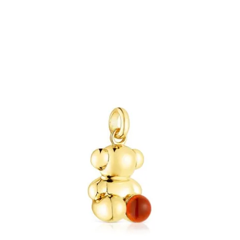 Pingente urso Bold Bear em prata vermeil e cornalina