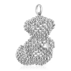 Pingente urso grande texturizado em prata Bold Bear