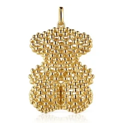 Pingente urso grande texturizado banhado a ouro de 18 K sobre prata Bold Bear