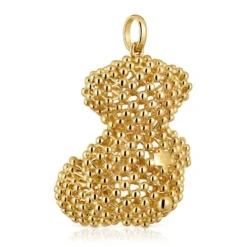 Pingente urso grande texturizado banhado a ouro de 18 K sobre prata Bold Bear