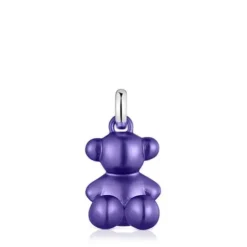 Pingente urso médio em aço em cor lilás escuro Bold Bear