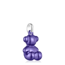 Pingente urso médio em aço em cor lilás escuro Bold Bear
