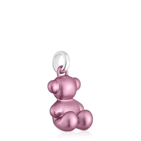 Pingente urso médio em aço em cor rosa-claro Bold Bear