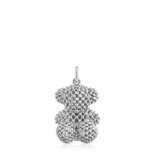 Pingente urso médio texturizado em ouro branco Bold Bear
