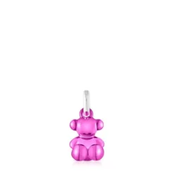Pingente urso pequeno em aço em cor rosa Bold Bear
