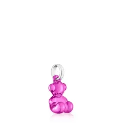 Pingente urso pequeno em aço em cor rosa Bold Bear