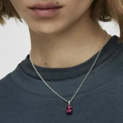 Pingente urso pequeno em aço em cor rosa Bold Bear