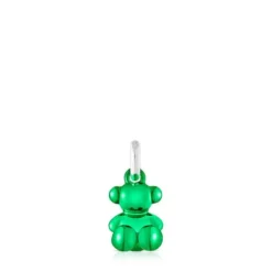 Pingente urso pequeno em aço em cor verde Bold Bear