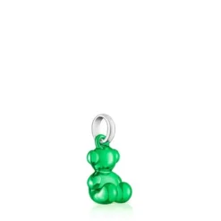 Pingente urso pequeno em aço em cor verde Bold Bear