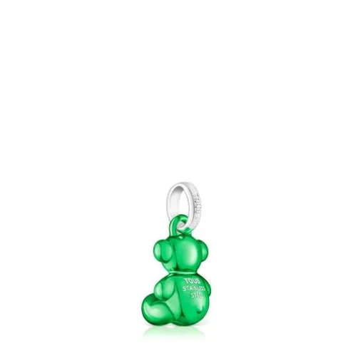 Pingente urso pequeno em aço em cor verde Bold Bear