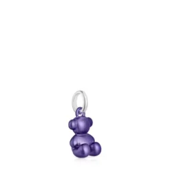 Pingente urso pequeno em aço em cor lilás escuro Bold Bear