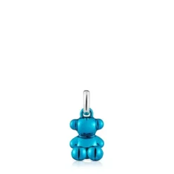 Pingente urso pequeno em aço em cor azul Bold Bear