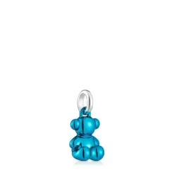 Pingente urso pequeno em aço em cor azul Bold Bear
