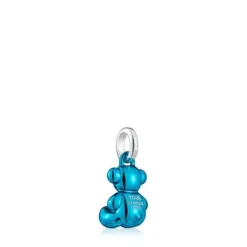 Pingente urso pequeno em aço em cor azul Bold Bear