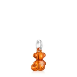 Pingente urso pequeno em aço em cor laranja Bold Bear